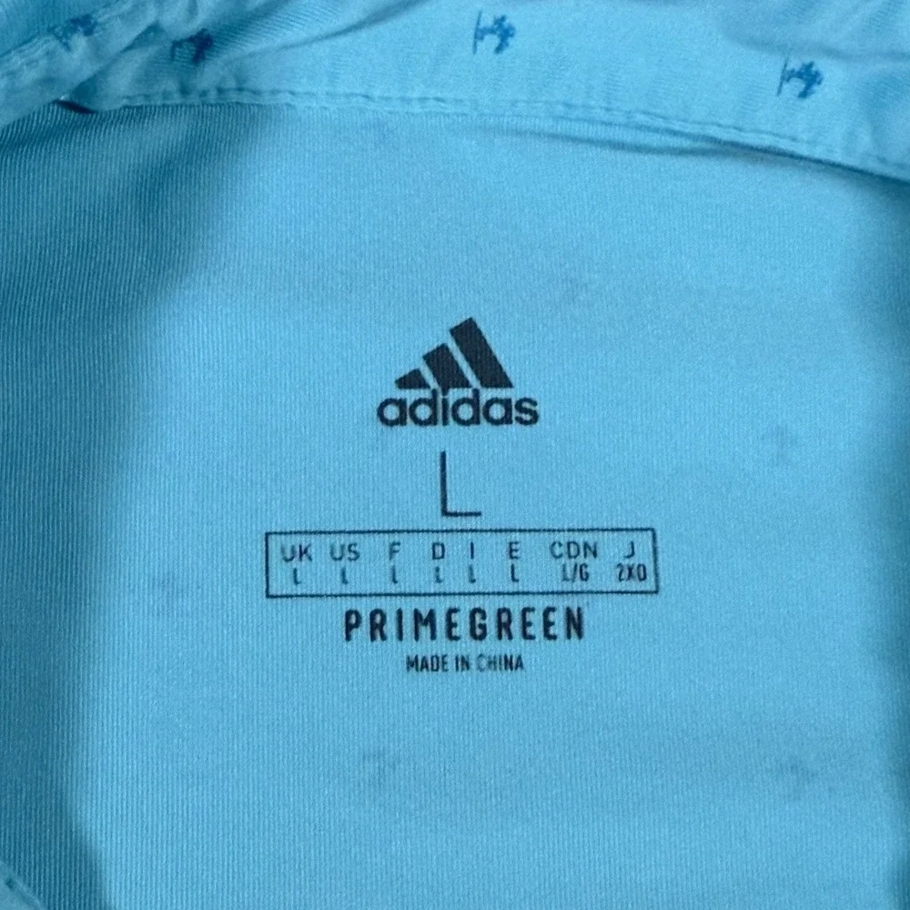 Adidas Primegreen Golf Polo‎ AJGA Blue All Over Logo Print Men's Large GM0276 - Picture 4 of 8